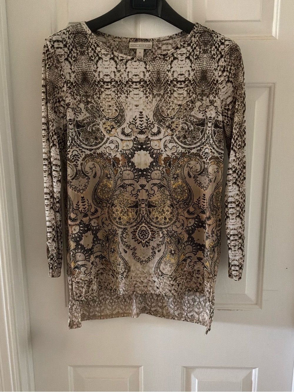Dana Buchman paisley-Print Lightweight Shirt- Beige Multi